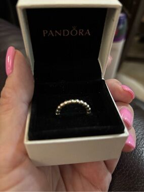 Pandora Silver Beaded Stackable Ring